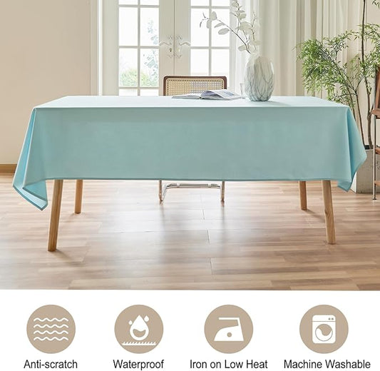 AUSSPVOCT 2 Pcs Textured Linen Table Cloth for Rectangle Table - 52x70 Inch Cloth Tablecloth Rectangular Waterproof Washable Fabric Dining Table Cover for Christmas Holiday Party Kitchen Decor