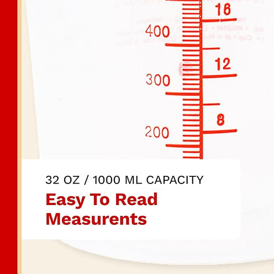 The Harvest Company 1000ml Calibrated Measuring Cup, Milliliters and Ounces, Clear Plastic with Spout for Mixing and Measuring Fertilizers, Pesticides and More