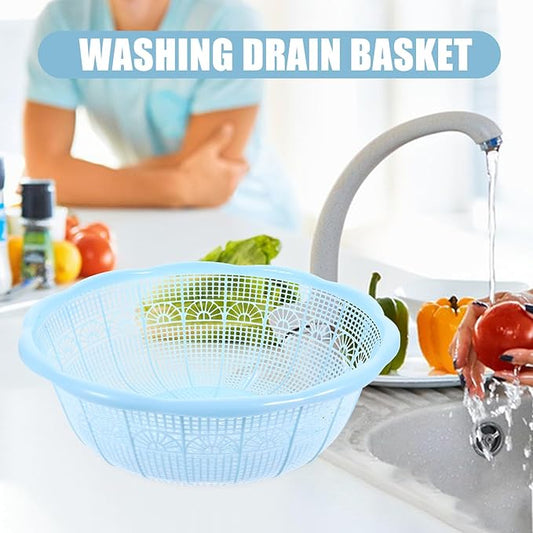 LIFKOME Plastic Rice Washing Basket Colander 9.05 Inch Multifunctional Food Strainer Bowl for Fruits Vegetables Kitchen Use