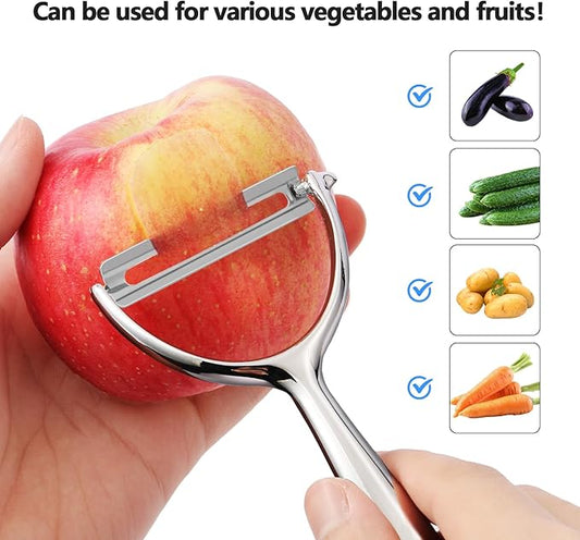 LIIGEMI Effortless Y Peeler with Sharp Stainless Steel Blades for Apples, Cucumbers - Ergonomic Handle for Easy Potato Eye removal, Perfect for Cooking Enthusiasts and Kitchen Novices(silvery)