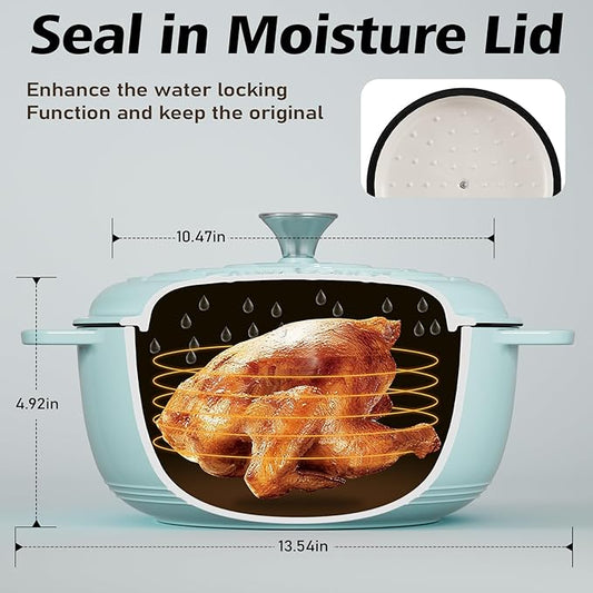 Umite Chef 6QT Enameled Cast Iron Dutch Oven with Lid, Versatile Heavy-Duty Cookware Pot for Baking Bread, Braising, Soups & Stews, Oven & Stovetop Safe with Heat Resistant Gloves(Blue)