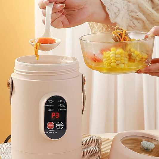 TOPINCN Mini Electric Cooker, Visual Lid, Portable Stewing Pot 500W, Hot Pot Electric, Comfortable Grip, Suitable for Home, Travel, Camping (US Plug 110V)