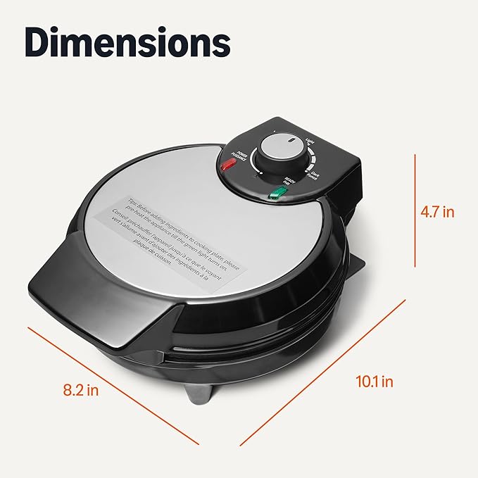 Amazon Basics Belgian Waffle Maker with 8-inch Round Ceramic Non-Stick Plate, Browning Control, Black