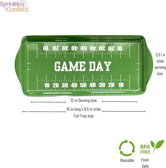 Sprinkles & Confetti Premium Football Melamine Serving Tray Reusable & Durable Platter for Game Day, Tailgates, Birthdays, Sports Parties Ideal for Appetizers, Charcuterie, Cupcakes & Snacks