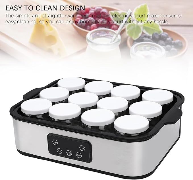 Diydeg Probiotic Yogurt Maker with Adjustable Temperature & Time Control, Automatic Digital Greek Yogurt Maker Machine Make Trillion of Live Probiotic with 12 Glass Jars for Home (US Plug 110V)