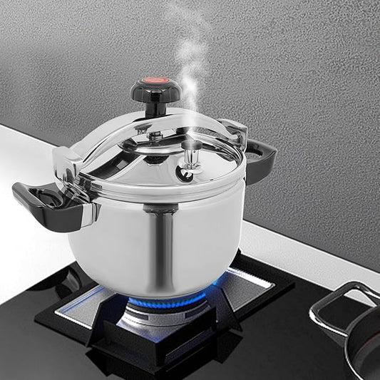 LyeXD 9L/9.51 Qt Stainless Steel Pressure Cooker, Stainless Steel Pressure Stewing Pot with Two Safety Clips, Pressure Canner Olla de Presion,One-Hand Locking Induction Compatible Cookware for Home
