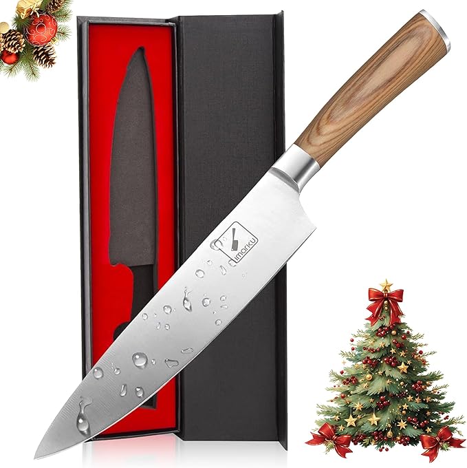 imarku Chef Knife - Pro Kitchen Knife 8 Inch Chef's Knives Japanese SUS440A Stainless Steel Sharp Paring Knife with Ergonomic Handle, Golden Handle, Birthday Gifts for Men and Women,Gyutou Knives