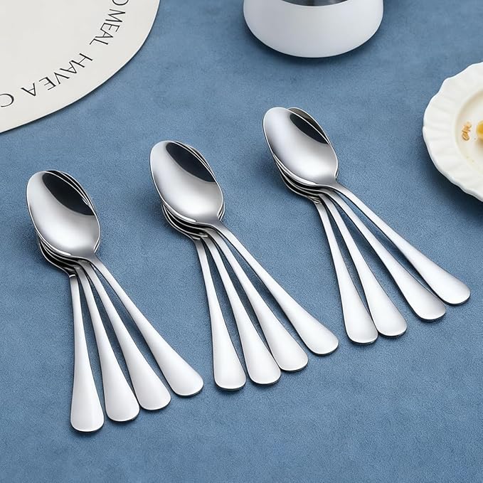 Berglander Dinner Spoons Set 24pcs, 7.36" Food Grade Stainless Steel Silverware Soup Spoon Tablespoon for Home, Kitchen or Restaurant Mirror Polished, Dishwasher Safe