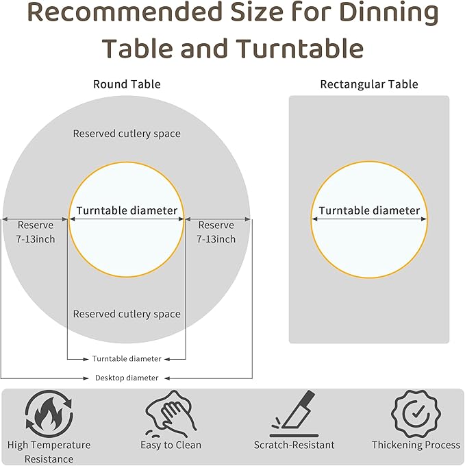 19.69" Lazy Susan for Table Top Sintered Stone Rotating Serving Tray for Dining Table, Kitchen Lazy Susan Organizer Spinning Rotating Food Server Party Centerpieces