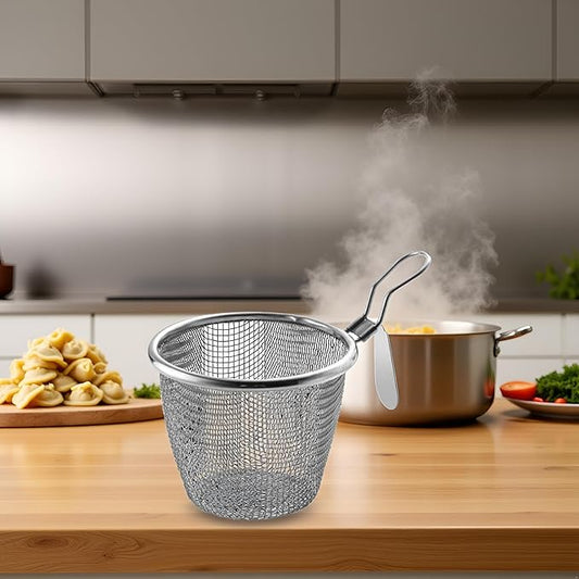 1pc Stainless Steel Pasta Basket, Mesh Spider Food Dumpling Noodle Strainer, Fine Mesh Strainer with Handle,Colanders and Food Strainers Kitchen Utensils and Gadgets