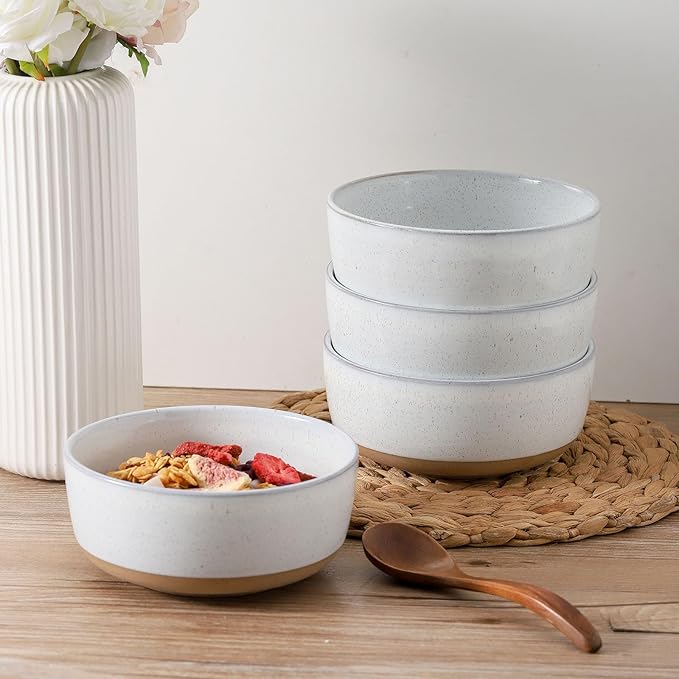Tikooere Ceramic Soup Bowls Set of 6,30 Ounce Stoneware Cereal Bowl,Porcelain Nesting Bowls for Oatmeal,Popcorn,Soup,Pasta,Fruit,Housewarming Gift,Microwave & Dishwasher Safe,White