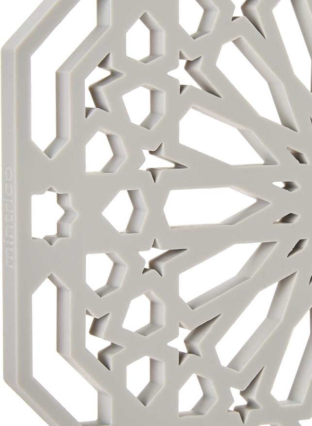 Mintrico Silicone Trivet Mat Pad for Hot Dishes Set of Two (White & Grey Octagon)…