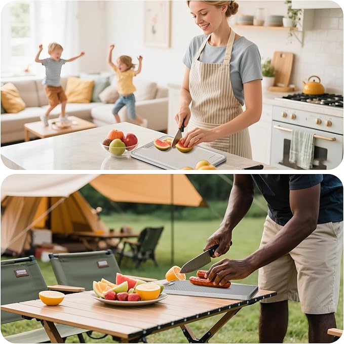 Titanium Cutting Board for kitchen, Dual Sided Food Grade Titanium & Wheat Straw PP, Non Slip Scratch Resistant Easy Clean, 15.5" x 10.5"
