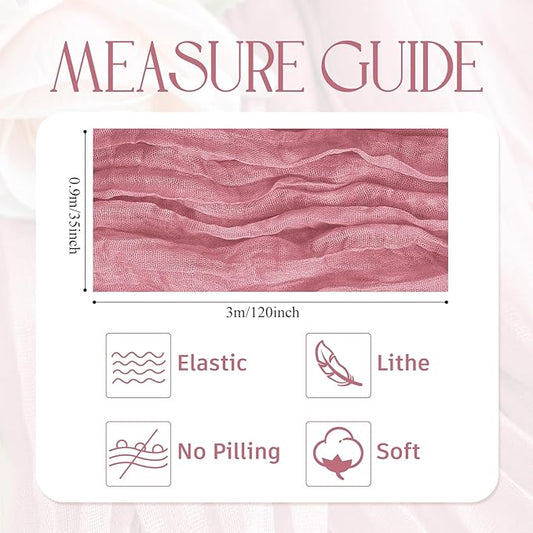 Wokceer Cheesecloth Table Runner Dusty Rose 10FT Boho Gauze Cheese Cloth Table Runner for Party Long Rustic Sheer Table Runners for Baby Bridal Shower Wedding Easter Table Decor