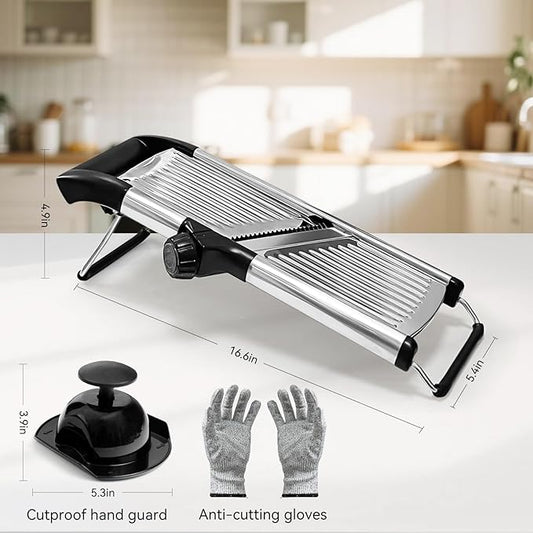 Mandoline Slicer,Mandoline Food Slicer for Kitchen,Mandolin,Vegetable Chopper,Vegtable Slicer,Adjustable Stainless Steel Veggie Onion Tomato Julienne Cutter with Cut-1 Pair Cut-Resistant Gloves