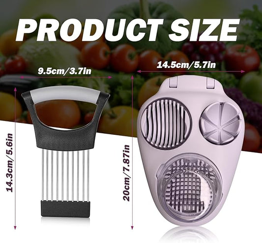 Egg Slicer and Vegetable Slicing Assistant Tool, Egg Shell Opener with Onion Holder, Lemon Slicer Onion Cutter for Fruits and Vegetables, Send Goods from Local Warehouse