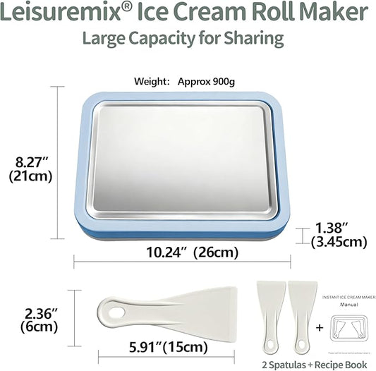 Rolled Ice Cream Maker, At-Home Instant Ice Cream Maker Machine Kit with 2 Spatulas, Parent-Child DIY for Ice Cream/Yogurt/Sorbet (Light Blue)