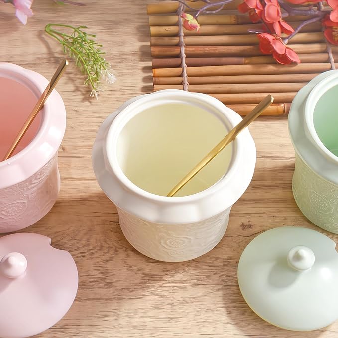 13.5oz Sugar Bowl with Lid and Spoon Ceramic Sugar Creamer Container, Sugar Jar, Durable Sugar Pot for Coffee Bar Accessories, Coffee Bar Decor