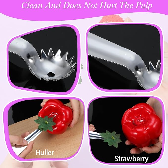 6 Pcs Stainless Steel Strawberry Huller,Tomato Stem Corer Tool,Strawberry Baller for Strawberrys,Tomato,Vegetable and Fruit Corer Practical Kitchen Tool