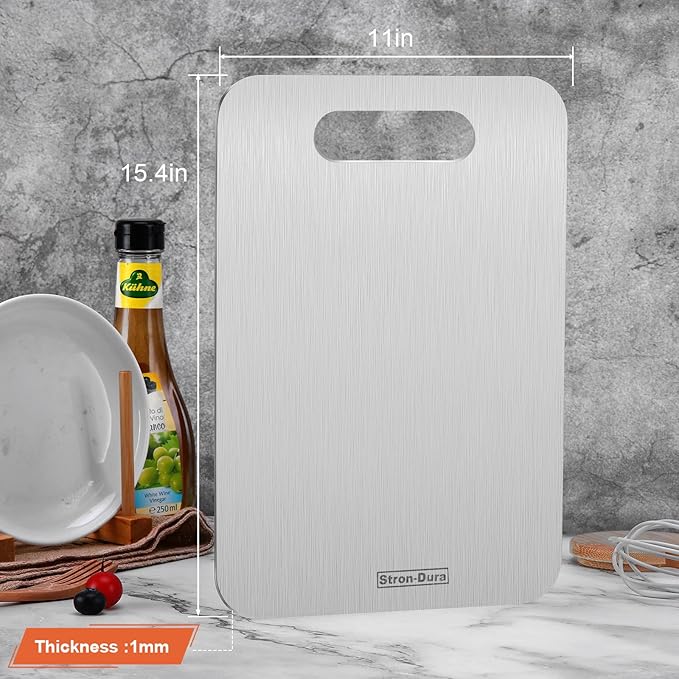 Stron-Dura Cutting Boards for Kitchen, Cutting Board, Foodgrade Stainless Steel Cutting Board for Meat,Fruit, Vegetables, Outdoor or Indoor, L 15 .4" * 11"