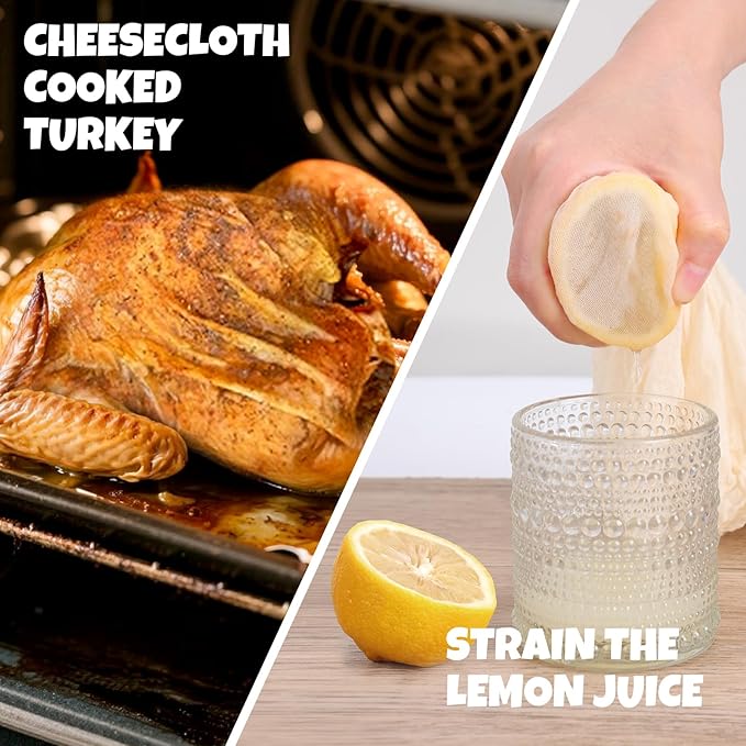 15 PCS Cheese Cloths for Straining, 20x20 Inch, Organic Cotton Cheese Cloths Unbleached, Cheesecloth Reusable With Hemmed Edge for Straining Liquid, Cheese Making,Juicing,Baking and Cooking.