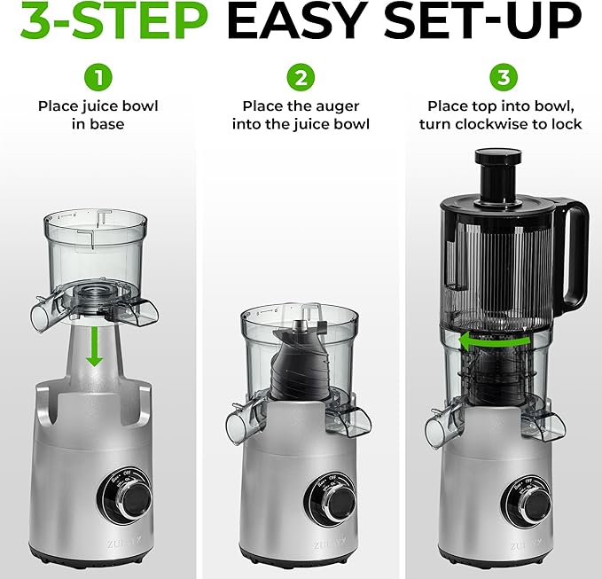 Zulay Cold Press Juicer, 5.5" Chute, Slow Masticating Juicer Machine for High Juice Yield, Easy to Clean Stainless Steel Blades for juicing Whole Fruits & Vegetables "extractor de jugos y vegetales"