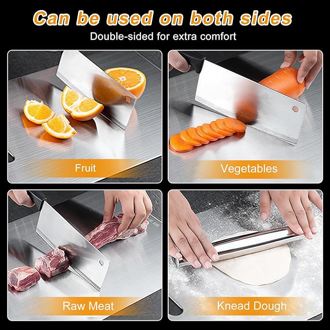 Titanium Cutting Board Set of 3, 100% Pure Titanium Cutting Boards for Kitchen, 3 Pcs Double Sided Food Grade Non Stick Chopping Cutting Boards for Meats, Fruits And Vegetables (S+M+L)