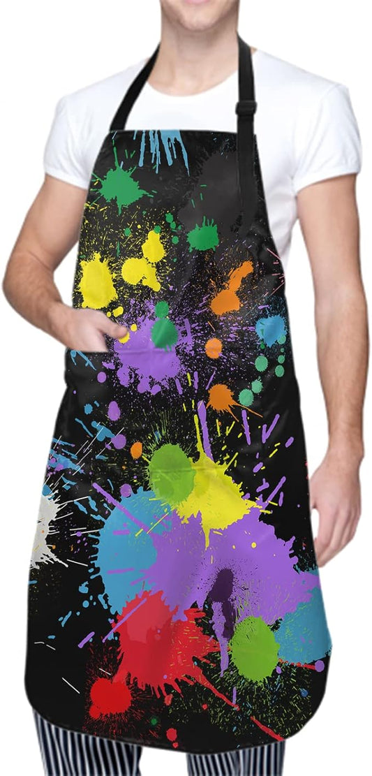 Apron with Pockets Aprons for Women Men Kitchen Chef Apron for Cooking Gardening Server Waitress Painting