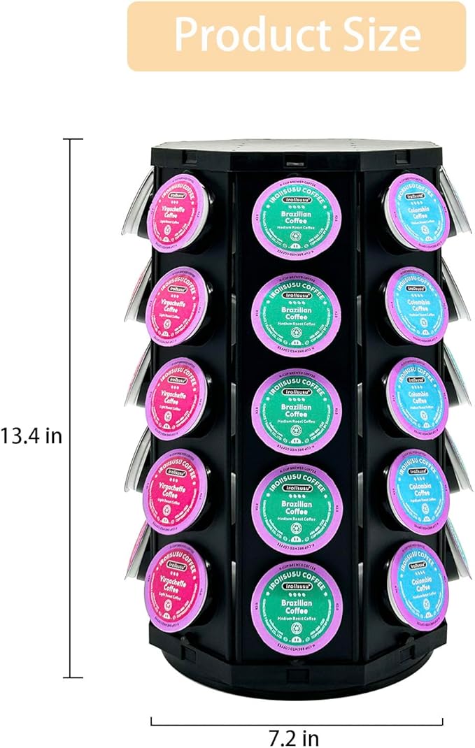 K Cup Coffee Pod Holder Storage Carousel Organizer Stand Compatible with 40 K-Cup Pods(black--01)