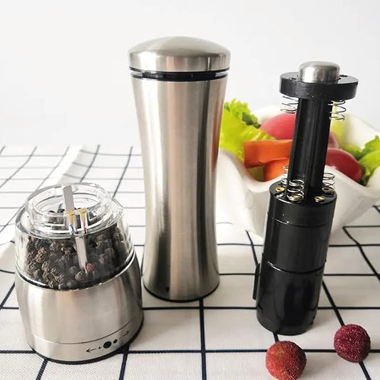 Electric Salt and Pepper Shakers – Adjustable Coarseness Electric Rechargeable Salt and Pepper Grinder Set – Battery Operated Pepper Mill and Salt Mill – Stainless Steel Electric Spice Grinder Set