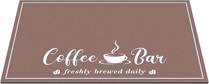 Absorbent Coffee Mat, Fashion Dish Drying Mat for Kitchen Counter Coffee Bar Accessories Espresso Machine Dish Rack 17" x 32" Brown