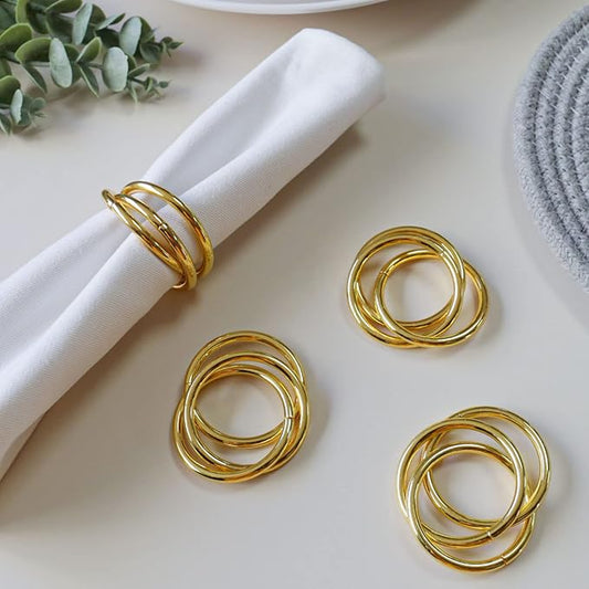 Napkin Rings Set of 8,Gold Napkin Ring Holders for Spring,Wedding,Easter, Birthday,Valentine,Holiday, Hotel, Dinner Party,Christmas and Table