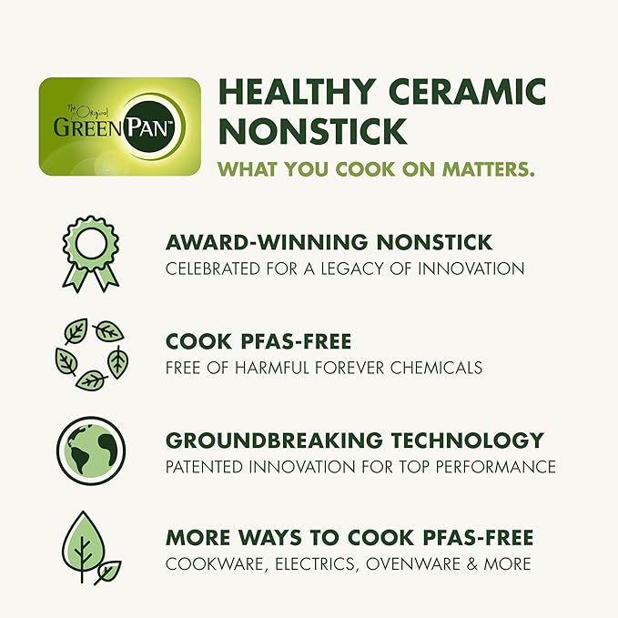 GreenPan Swift Healthy Ceramic Nonstick, 12" Frying Pan Skillet with Lid, Stainless Steel Handle, PFAS-Free, Dishwasher Safe, Oven Safe, Black