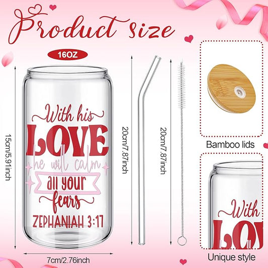 Fulmoon 6 Pcs Christian Wedding Gifts Drinking Glasses Gifts Bulk, 16 oz Religious Tumblers with Lid and Straw Bible Verse Cups for Church Sunday School Classroom Bible Study Church Events