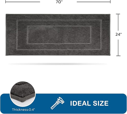 PURRUGS Machine Washable Kitchen Runner Rug 24" x 70", Non-Slip/Skid Hallway Runner Rug, Super Absorbent Soft Area Rug for Kitchen, Hallway & Laundry, Rolled Packaging, Grey