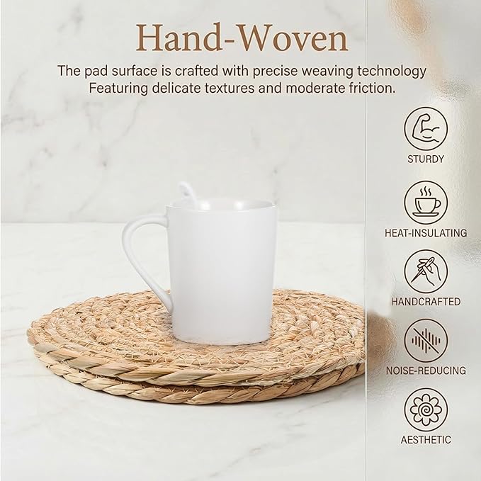 Trivets for Hot Dishes Table and Kitchen Counter Set 2pcs Trivet Mats Heat Resistant Pot Holders Hot Pads for Kitchen Woven Table Mats for Dinning Pots and Pans Rustic Braided Wicker PlaceMat