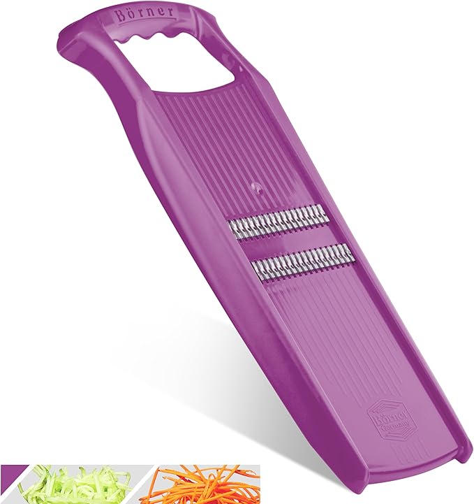 Börner by Reston Lloyd Roko PowerLine • Short & Long Vegetable Strips/Noodles & Safety Food Holder • Made in Germany, Purple