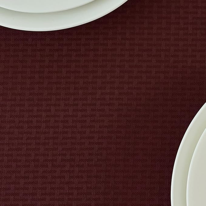 maxmill Jacquard Tablecloth Stain Resistant Waterproof Wrinkle Resistant Spillproof Washable Soft Weaved Texture Table Cloth for Dining Room, Indoor Outdoor Use, Rectangle 60 x 140 Inch, Burgundy
