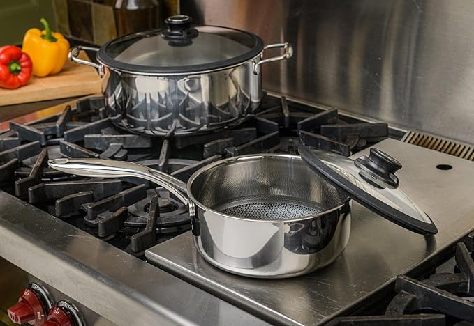 Black Cube CeramicQR Cookware - Made in France - Quick Release 11" Stockpot with Glass Tempered Lid - Ceramic Nonstick Saucepan for Induction Cooktops - Induction Cookware