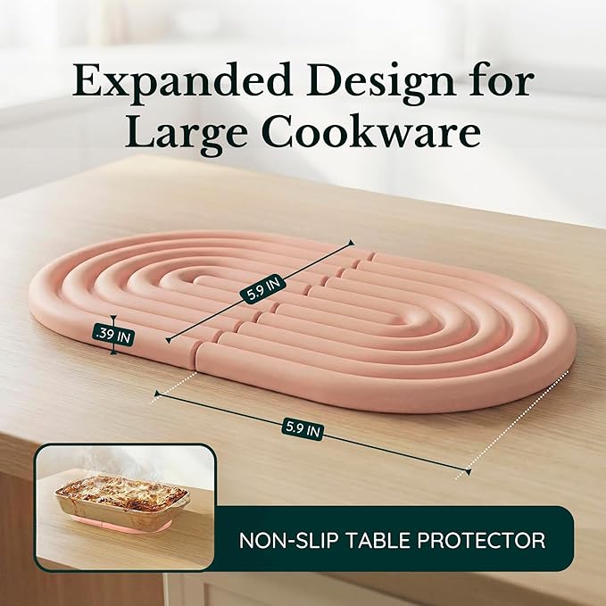 Silicone Trivets for Hot Dishes, Heat-Resistant, Non-Slip Pot Holders for Kitchen & Coasters Durable Hot Pads for Pots, Pans, Baking Dishes & Kitchen Appliances Set of 2 Lotus Pink