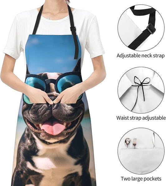 Apron with Pockets Aprons for Women Men Kitchen Chef Apron for Cooking Gardening Server Waitress Painting