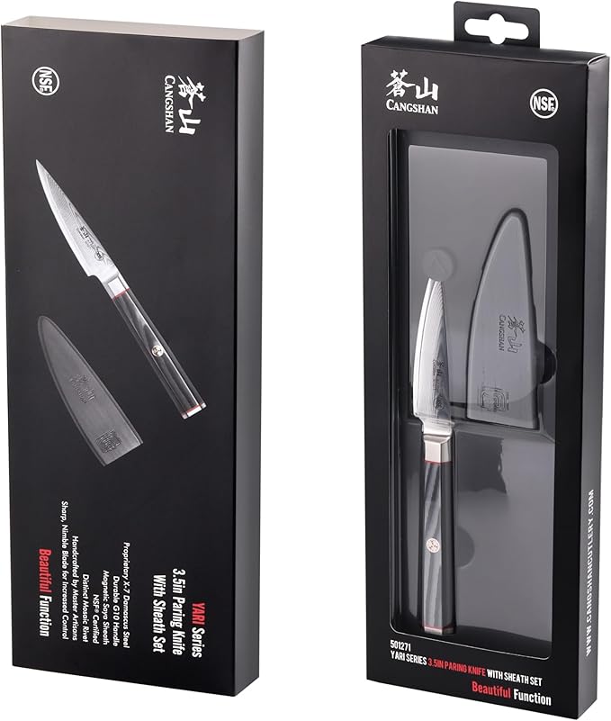 Cangshan YARI Series 3.5-inch Paring Knife with Sheath, X-7 Damascus Steel, 501271