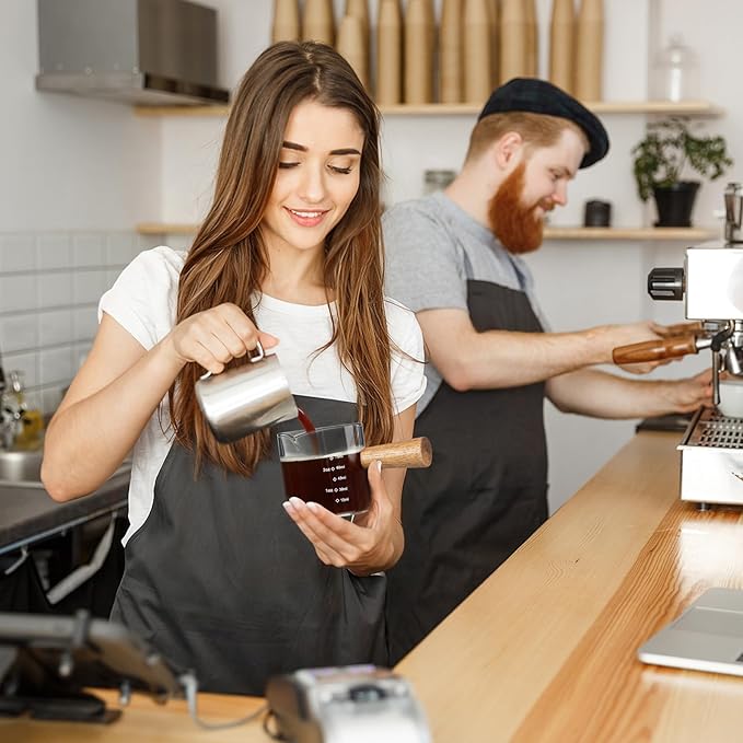 Espresso Cups Set of 2, 3OZ Espresso Shot Cups, V-Shaped Mouth Espresso Shot Glass, with Handle and Scale, Coffee Bar Accessories, Perfect for Making Coffee, Drinks, Etc.