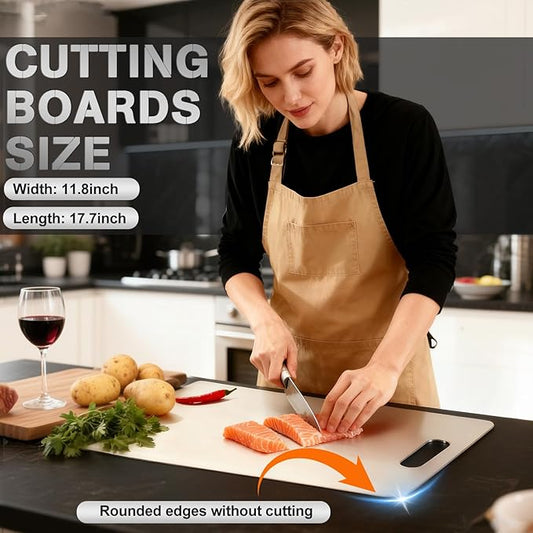 Titanium Kitchen Cutting Board - 304 Food Grade Stainless Steel Cutting Boards for Kitchen- for Cutting Meat, Fruit, Vegetables, Outdoor or Indoor 15" X 11" (1, M)