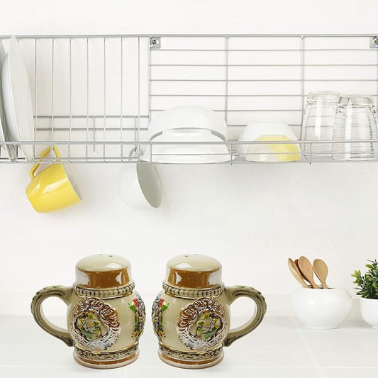 Alpine Flowers Engraved Beer Stein German Kitchen Ceramic Salt and Pepper Shakers Set by E.H.G
