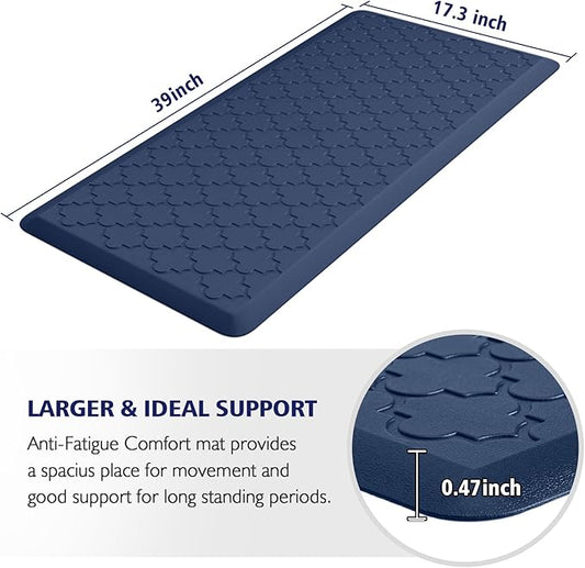 WISELIFE Kitchen Mat Cushioned Anti Fatigue Floor Mat,17.3"x39",Thick Non Slip Water Resistant Kitchen Rugs and Mats,Heavy Duty PVC Foam Standing Mat for Kitchen,Floor,Home,Desk,Sink,Laundry,Blue