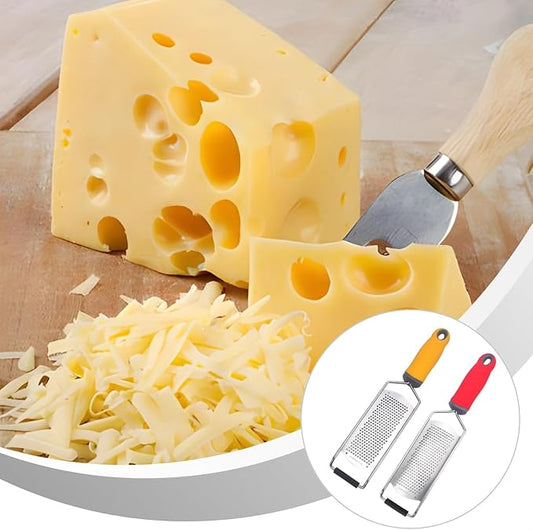 Professional Cheese & Citrus Zester Set, 2 Stainless Steel Graters, 12.2-Inch Sharp Blade For Ginger, Chocolate, Garlic, Hard Cheese