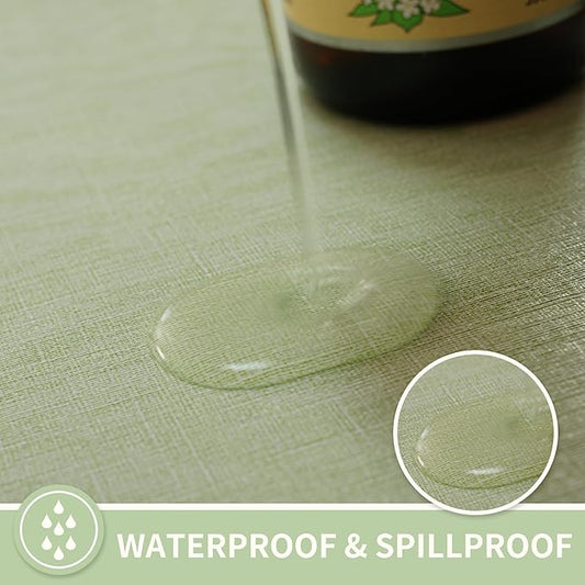 Rectangle Table Cloth,100% Waterproof Tablecloth Oil Proof Spill Proof Vinyl Table Cloth, Wipe Clean Plastic Table Cover for Dining, Camping, Indoor and Outdoor 54" x 84",Green