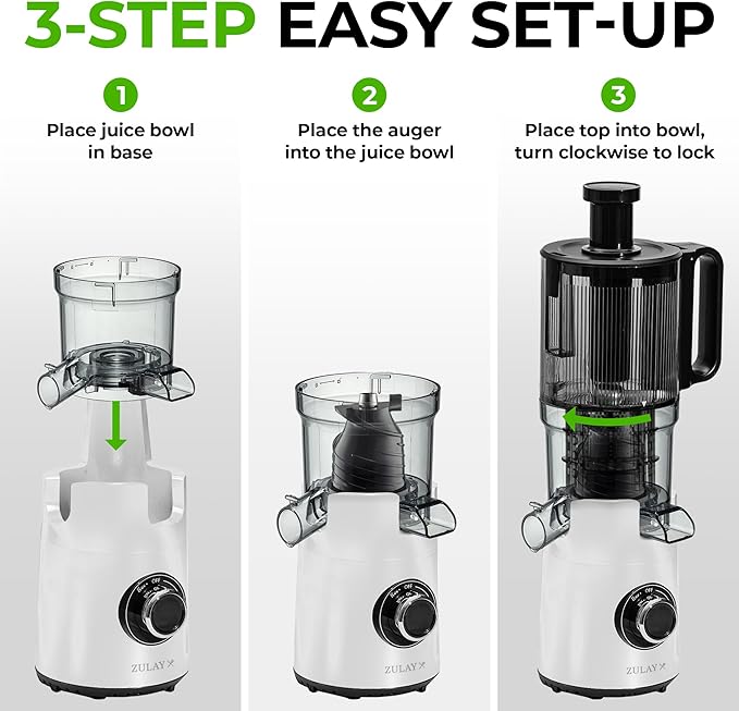 Zulay Cold Press Juicer, 5.5" Chute, Slow Masticating Juicer Machine for High Juice Yield, Easy to Clean Stainless Steel Blades for juicing Whole Fruits & Vegetables "extractor de jugos y vegetales"