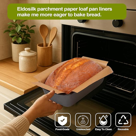 100 Pcs Unbleached Parchment Paper Loaf Pan Liner - Precut 9''x5'' Non-Stick, Fits 8.5''x4.5''/10''x5'' Loaf Pans, Heat-Resistant 430°F BPA-Free Food-Safe for Bread Baking (No Trimming)